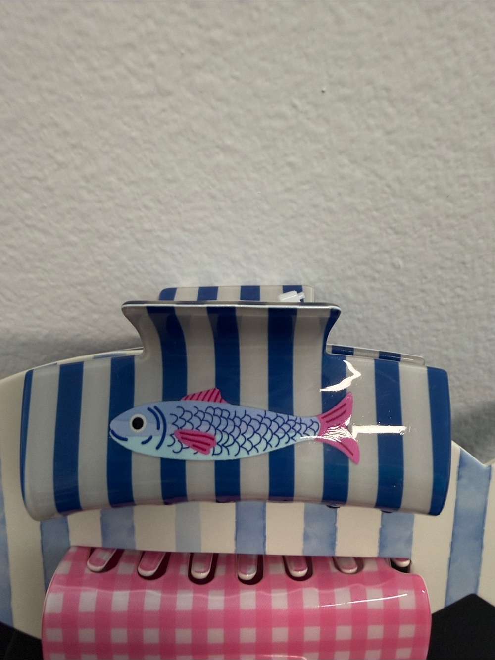 Piper K | Pink Gingham & Sardine Coastal Summer Hair Clips 🩷🐟🩷 - Picture 2 of 4